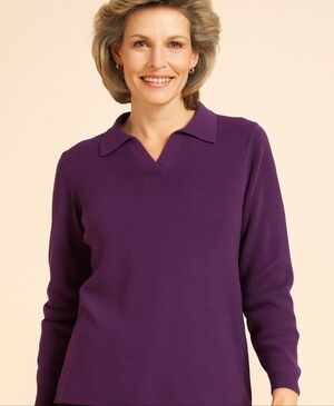 Fashion Bug Purple Wool Blend Collared Sweater Women L Preppy Cozy Classic